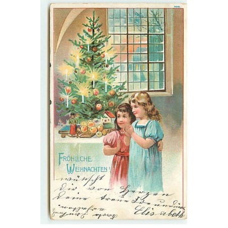 n°19984 - Fröhliche Weihnachten - Fillettes près d'un sapin