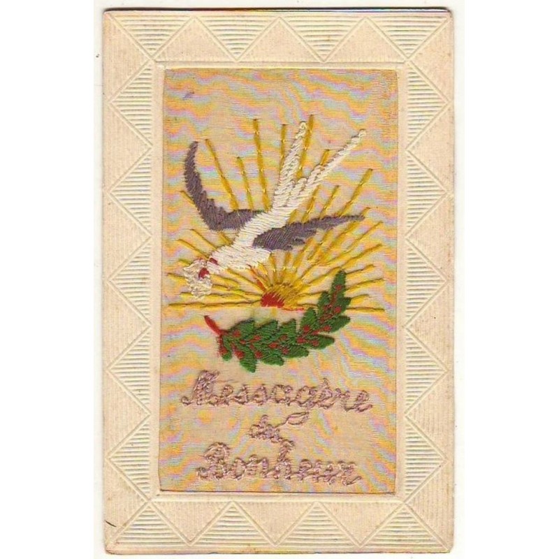 n°2002 - Carte Brodée - Messagère de Bonheur