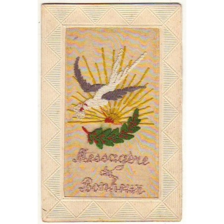 n°2002 - Carte Brodée - Messagère de Bonheur