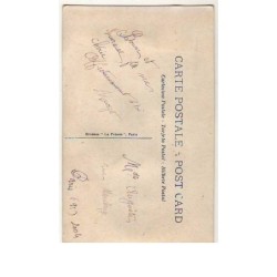 n°2004 - Carte Brodée - Heureuse Fête - Violettes et trèfle dans un cadre