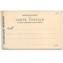 n°20115 - Marin portant une femme d'une barque vers la plage - Carte publicitaire Champagne Mercier