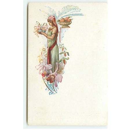 n°20155 - Jeune femme portant un pot rempli de fleurs - Chicorée extra "A la Belle Jardinière" offert par C. Beriot