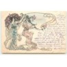 n°20159 - Art Nouveau - Jeunes femmes jouant avec des branches fleuries