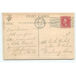 n°20163 - Carte Gaufrée - Clapsaddle - Façon point de croix - Hommes courant vers un perron