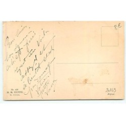 n°20169 - Joyeuses Pâques - MM Vienne n°429 - Lièvre jouant de la flûte assis en haut d'un oeuf entouré de poussins