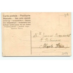 n°20174 - Carte Gaufrée - Heureuses Pâques - Poussins dans une barque remplie d'oeufs