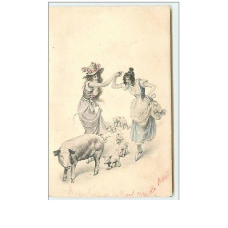 n°11023 - Carte Illustrateur - MM Vienne - Femmes et Cochons