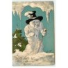 n°20220 - Carte Gaufrée - Godt nytt ar ! - Bonhomme de neige