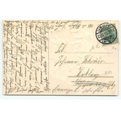n°20223 - Carte Gaufrée - Clapsaddle - Fröhliche Weihnachten - Enfants accrochant des branches de houx autour d'un tronc