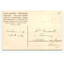 n°20228 - Carte Gaufrée - Joyeuses Pâques - Poussins dans une barque, l'un jouant de la mandoline