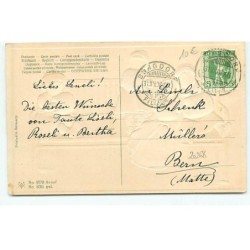 n°20268 - Carte Gaufrée - Flatscher - Prosit Neujahr - Fillettes sur un banc sous la neige