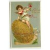 n°20276 - Fröhliche Ostern - Ange assis sur un oeuf fleuri