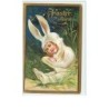 n°11031 - Carte Fantaisie Gaufrée - Easter Gladness - Enfant déguisé en Lapin