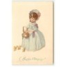 n°20287 - MM Vienne n°653 - Herzliche Ostergrüsse - Jeune fille portant un panier rempli d'oeufs, et des poussins