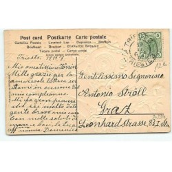 n°20294 - Carte Gaufrée - Cupidon tenant une cible
