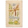n°20301 - Carte Brodée - Ste Catherine - Libellule au-dessus d'un nénuphar