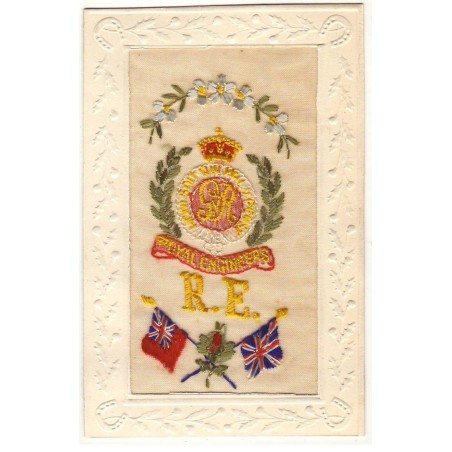 n°20303 - Carte Brodée - Royal Engineers - Drapeaux