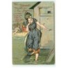 n°20347 - Carte Gaufrée - Jeune femme en tenue de bain allant  se baigner - Baigneuse