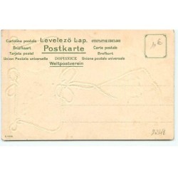 n°20348 - Carte Gaufrée - Chat jouant avec une ficelle sous le regard de deux chiens
