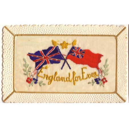 n°20351 - Carte Brodée - England for Ever - Drapeaux