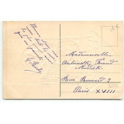 n°20373 - Carte Gaufrée - Bonne et Heureuse Année - Fillette à une fenêtre tenant un sac de pièces d'or et du houx