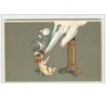 n°11042 - Carte Fantaisie Gaufrée - Chien tirant une nappe