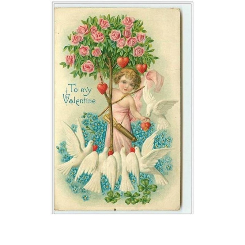 n°2038 - Carte Gaufrée - To my Valentine - Angelot