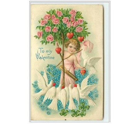 n°2038 - Carte Gaufrée - To my Valentine - Angelot