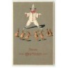 n°20383 - Carte Gaufrée - Fröhliche Ostern - Lièvres devant un clown