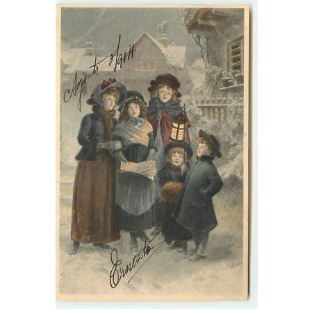 n°20391 - MM Vienne n°799 - P. Tarras - Jeunes femmes et enfants chantant dans une rue enneigée