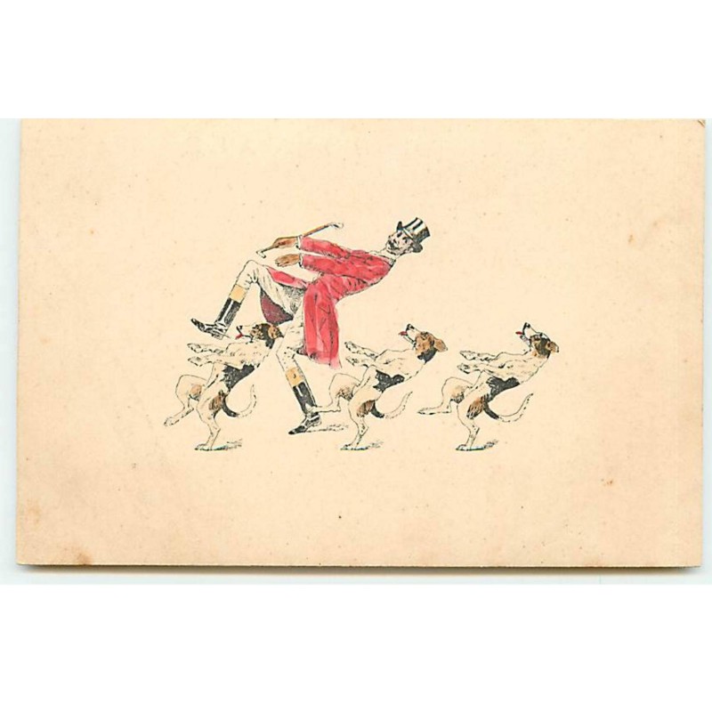 n°20399 - Cake-Walk - Chiens de chasse dansant avec un cavalier