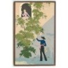 n°20408 - Illustrateur - G. Meschini - Ars Nova - Homme chantant sous la fenêtre d'une femme - Carte peinte à la main