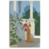 n°20412 - Illustrateur - G. Meschini - Ars Nova - Couple se promenant - Carte peinte à la main