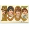 n°20425 - Carte Gaufrée - Herzlichen Glückwunsch zum neuen Jahre 1905 - Portraits de fillettes