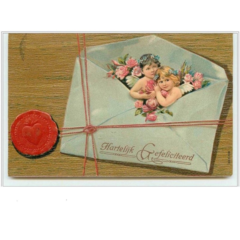 n°2047 - Carte Gaufrée - Angelots dans une enveloppe