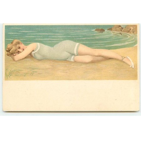 n°20505 - Illustrateur - MM Vienne n°205 - Femme allongée sur la sable d'une plage - Baigneuse