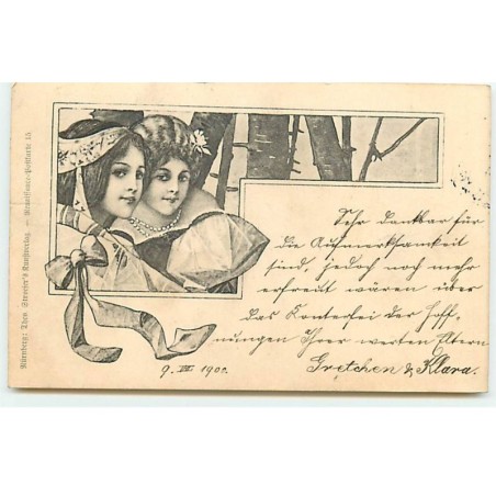 n°20513 - Illustrateur- Art nouveau - Stroefer - Deux jeunes femmes dans les bois