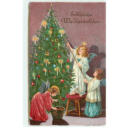 n°20520 - Fröhliche Weihnachten - Anges décorant un sapin