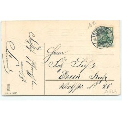n°20524 - Carte Gaufrée - Fröhe Pfingsten -Enfants assis près d'un moulin à vent avec des colombes apportant des lettres