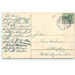 n°20535  Carte Gaufrée - Prosit Neujahr - Veilleur de nuit sonnant dans une corne et tenant une lanterne