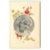n°20564 - Carte Gaufrée - Coquelicot - Femme dans un Médaillon