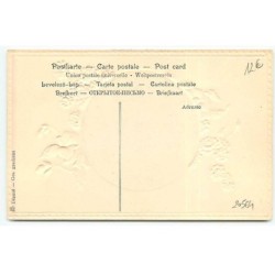n°20564 - Carte Gaufrée - Coquelicot - Femme dans un Médaillon