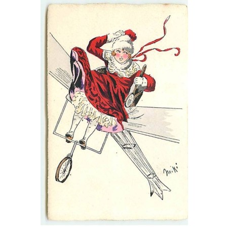 n°20567 - Miki - Femme en robe rouge dans un avion