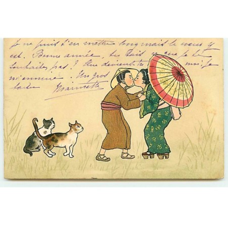 n°20572 - MM Vienne n°193 - Couple de Japonais s'embrassant - Chat