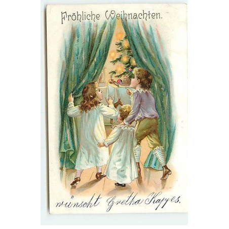 n°20589 - Frohliche Weihnachten - Enfants épiant le Sapin de Noel
