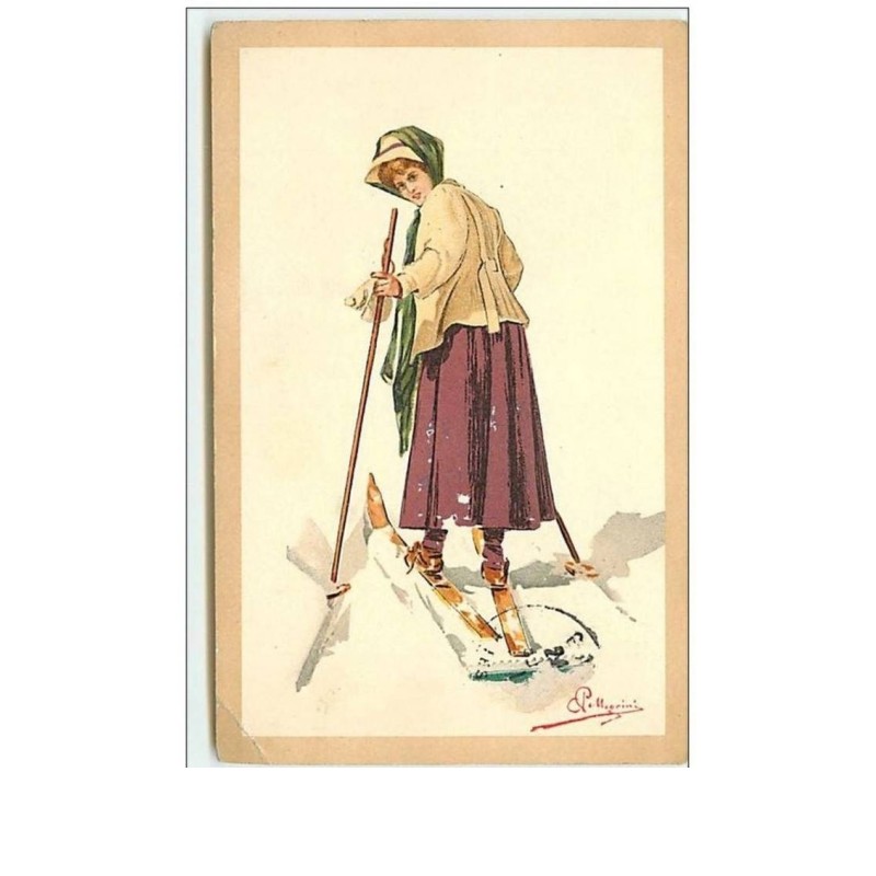 n°11072 - Carte Illustrateur - Pellegrini - Femme en ski