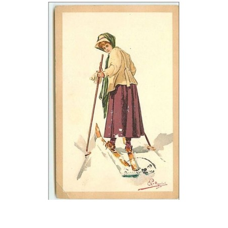n°11072 - Carte Illustrateur - Pellegrini - Femme en ski