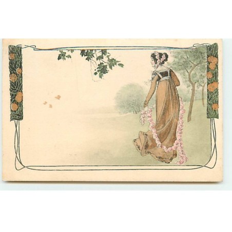 n°20609 - MM Vienne n°75 - Art Nouveau - Jeune Femme portant une écharpe de fleurs