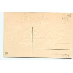 n°20634 - Carte Gaufrée - Zum freudigen Ereignis - Cigogne apportant des bébés