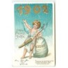 n°20646 - Fröhliches Neues Jahr 1902 - Cupidon s'appuyant sur un sac de pièces d'or